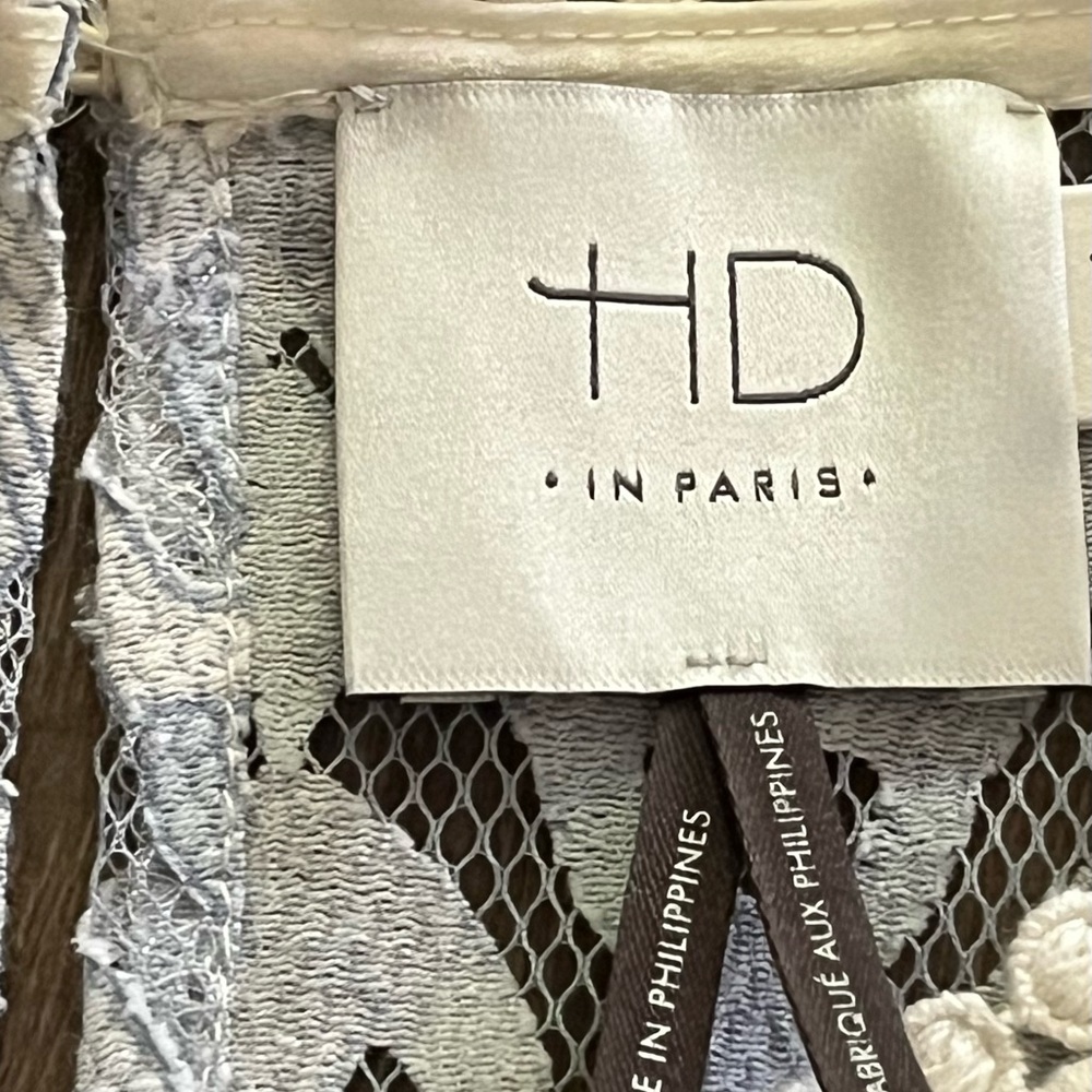 HD in Paris Anthropologie Blue Sheer Lace‎ Top SZ XS A-Line Fairy Whimsical 34” - Picture 2 of 13